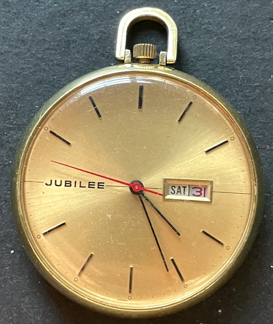 VINTAGE JUBILEE POCKET Watch Running Ticks Movement 43mm Case 1103