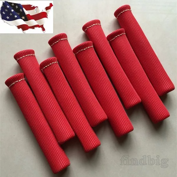 Red 8Pcs 1200° Spark Plug Wire Boots Heat Shield Protector Sleeve Sbc Bbc