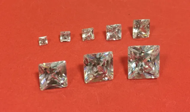 Pierre lâche de zircone cubique CARRÉ PRINCESSE cristal gemme claire PREMIUM x2 x10 x50