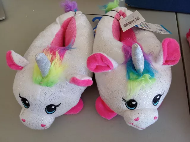 Build A Bear B-A-B Toddler Character Rainbow Unicorn Slippers Size Small 11/12