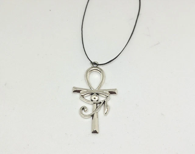 Collier Croix De Vie Ankh En Cuir Doré - Neuf Avec étiquettes, Pendentif Alliage Sans Pierre