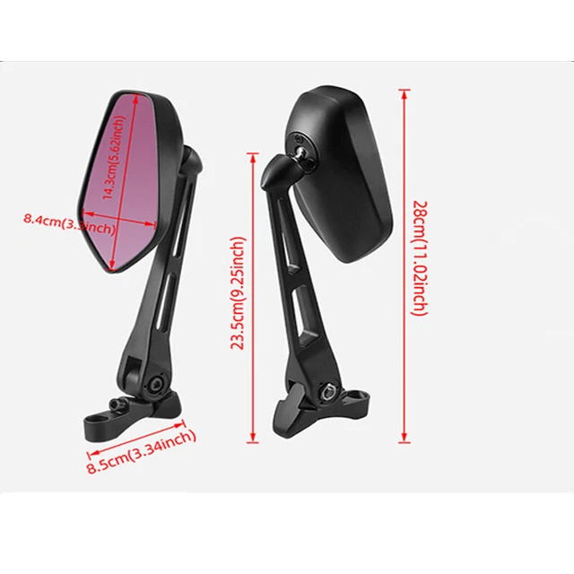 2PCS Motorcycle CNC Universal Rearview Side Mirrors Anti-Glare Adjustable