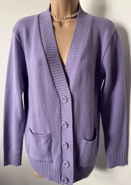 Pure & Natural Purple Long Sleeved Cardigan with Pockets Size S/M VGC