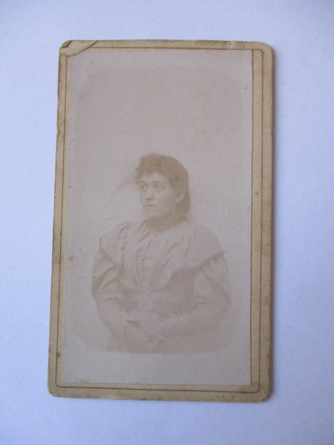 PHOTO ANCIENNE CDV Portrait fillette en robe photo Pabon à Nantes EUR 5