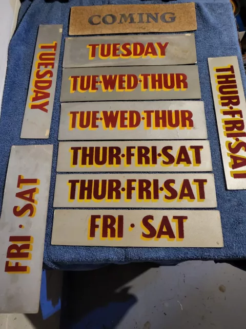 VINTAGE 10 LOT COMING SOON MOVIE THEATER CARDBOARD SIGNS SHOW DATES 1940s 50s