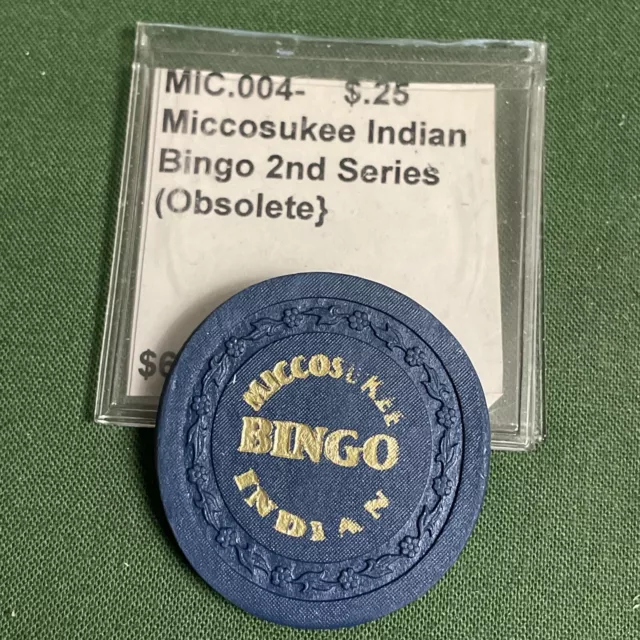 Rare Miccosukee Indian Bingo Obsolete 25¢ Gaming Chip Casino 2nd Series Token