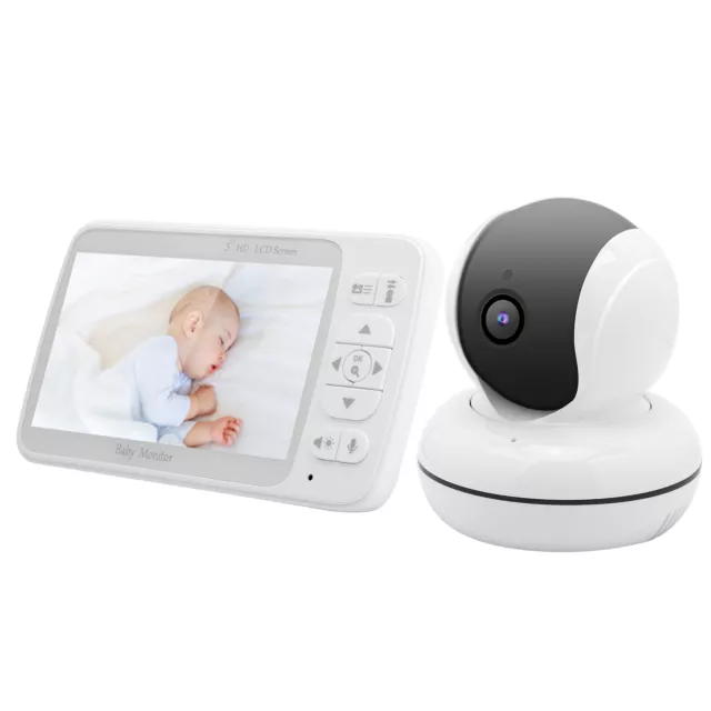 5in Baby Monitor 720P HD Color Video 2 Way Intercom Night Viewing Temp Detec ECM