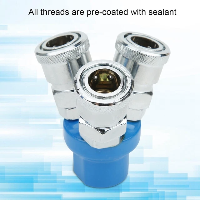 2Pcs 3 Way Quick Coupler Round Male Thread SMY Air Hose Connector Fittings❀