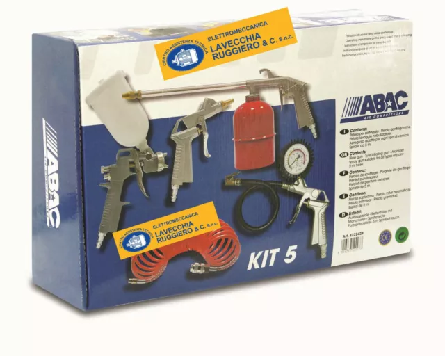 Kit 5 Pezzi In Scatola, Abac,Tubo, Aerografo, Pistola Aria, Pneumatici, Lavaggio