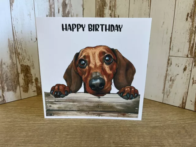 Dachshund Dog PERSONALISED Birthday Card, Handmade