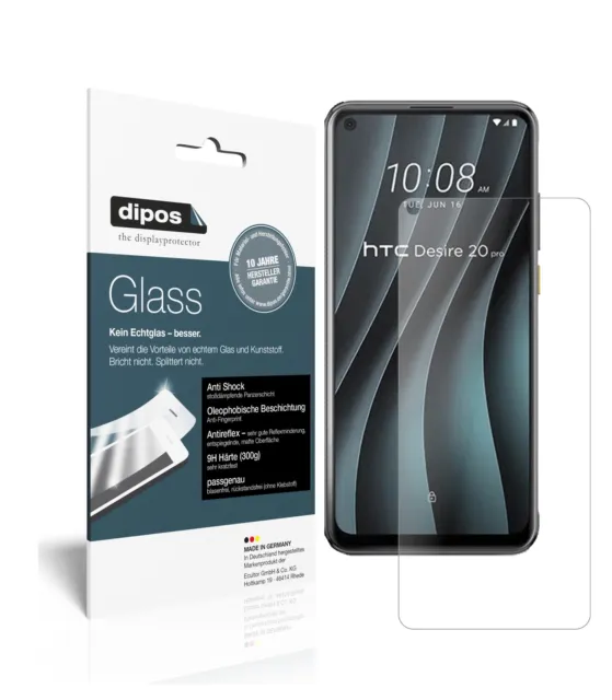 2x Schutzfolie für HTC Desire 20 Pro matt - Anti-Shock 9H Folie dipos Glass
