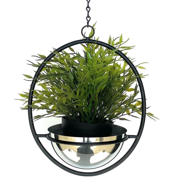 Blumenampel Innen Metall Wand Hängepflanzen 43 cm 96087 S mit Topf Silber Modern