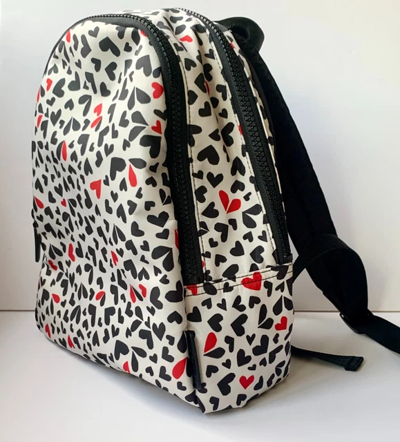 LULU GUINNESS WHITE with Red Black Hearts Sadie Backpack RRP