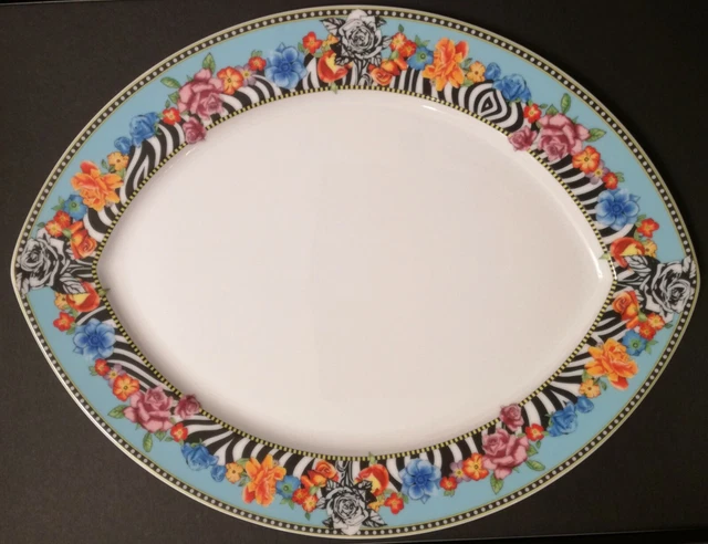 Rosenthal Versace Teller oval 'Hot Flowers' - 1 A Qualität, OVP, ca. 35 x 27 cm