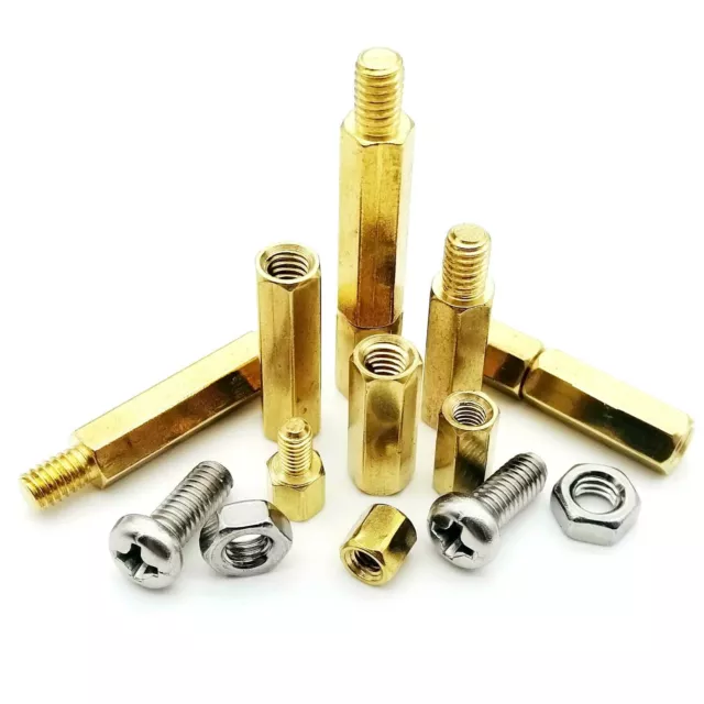 10pc M2M2.5M3M4 Solid Brass Copper Hex Standoff Hexagon Spacer Screw Nut for PCB