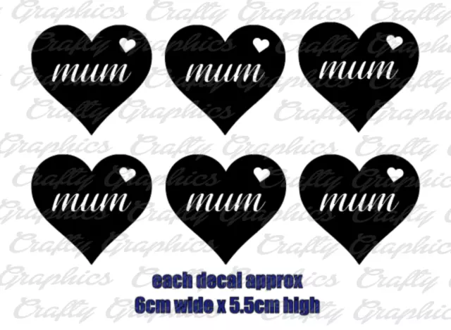 10 Mum Heart vinyl decal stickers Bottle Car wine glass mug crafts