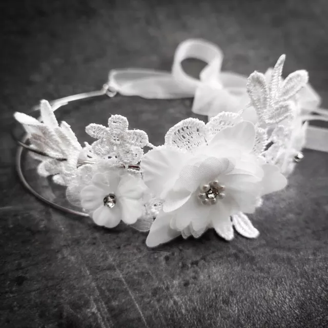 diadema de flores primera comunión corona pelos cabello boda bautizo niña flor 