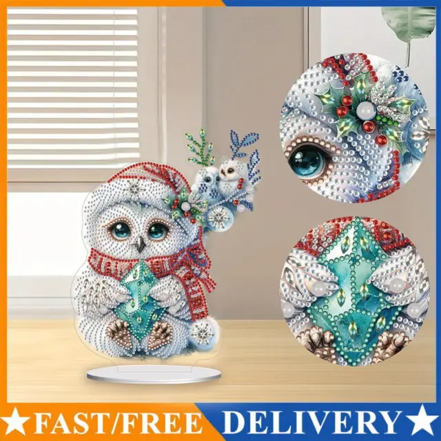 Diamond Painting Tabletop Ornament Kit White Owl for Office Desktop Decor AU