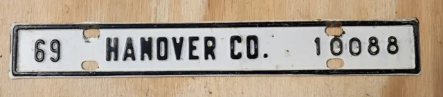 1969 Hanover County Virginia License Plate Town Tax Tag City Topper # 10088