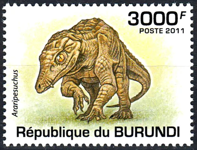 Burundi postfrisch MNH Reptil Tier prähistorisch Krokodil Araripesuchus / 76