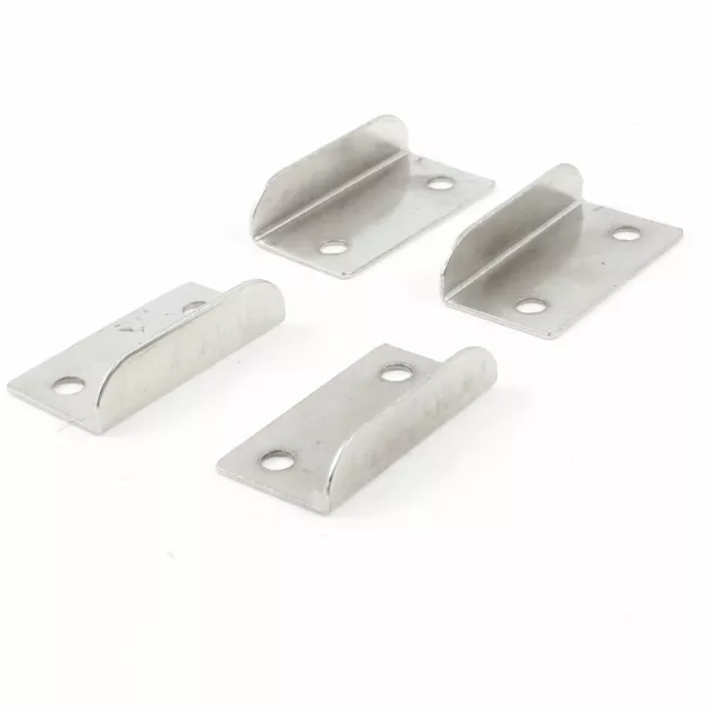 4pcs Home Silver Tone Metal Angled Drawer Lock Strike Plate 3.8cmx2cmx0.9cm
