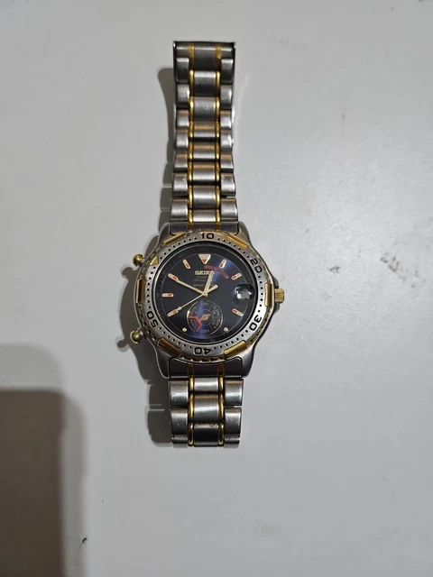 OROLOGIO VINTAGE SEIKO Sports 150 Uomo 41mm Quadrante Blu Due Toni - Foto 4