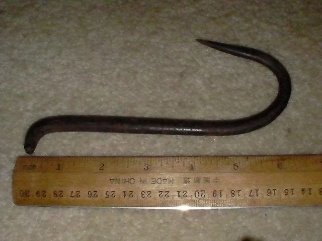 ANTIQUE FISH FISHING GAFF HOOK WROUGHT IRON HAND FORGED WI WIS Lake Michigan