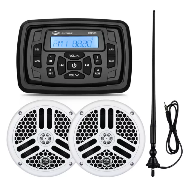 Ricevitore Stereo Bluetooth Marino +6,5"" 120W Altoparlanti Impermeabili Marini +Antenna
