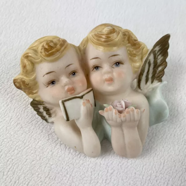 Vintage Porcelain Bisque Angel Cherub Japan Wall Figurine by Tilso