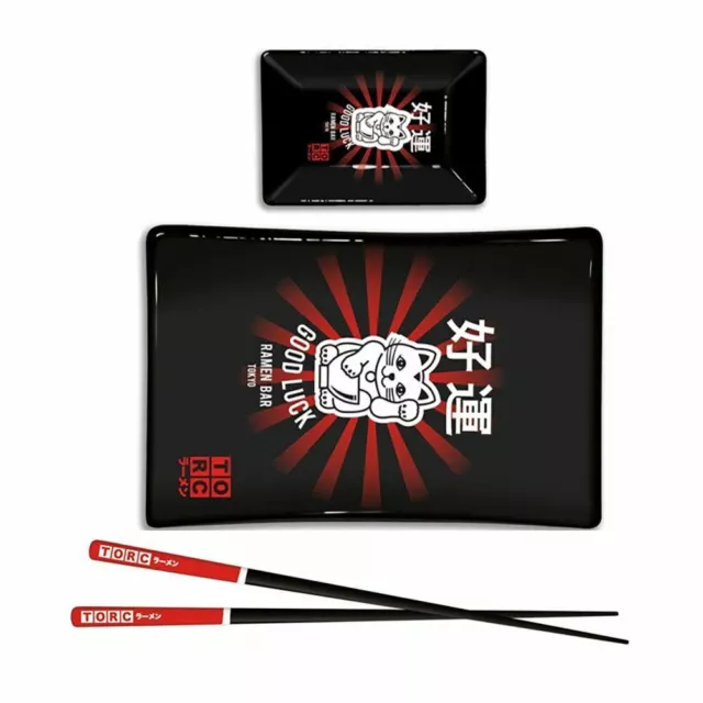 The Original Ramen Company: Lucky Cat 2 Sushi Fächern Und Stäbchen Set -