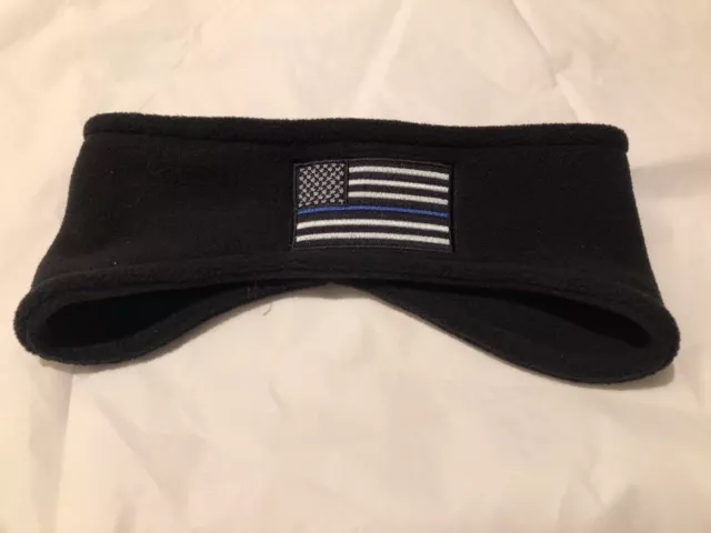 Thin Blue Line Flag Support Cops Police Black Winter Watch Fleece Headband