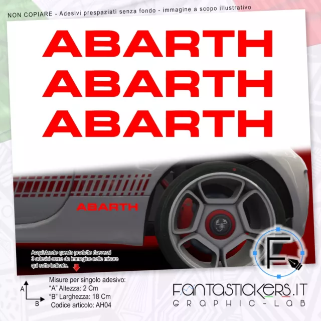 3x Adesivo Abarth Logo Dritto 500 595 695 Biposto - Auto Tuning Sticker AH04-2