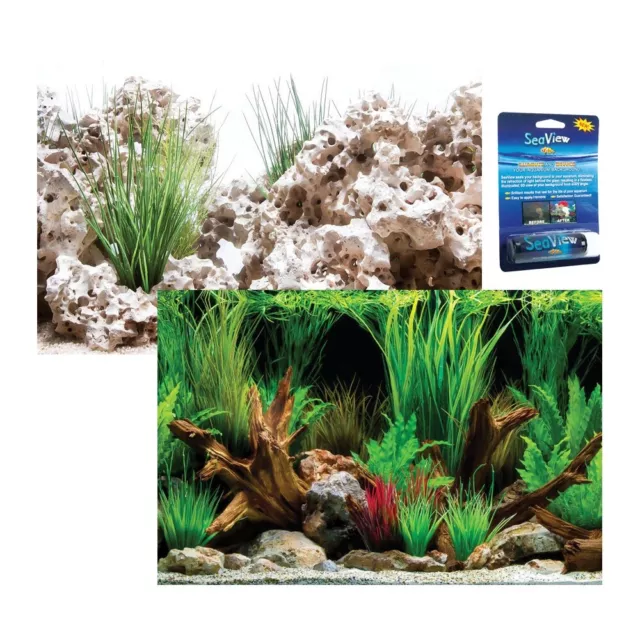 poster fond aquarium reversible 100 X 60 Cm wondescape/cloudstone