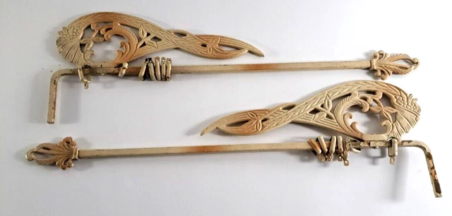 Antique Curtain Rods Swing Arm Art Deco Nouveau Ornate Cast Iron Adjustable