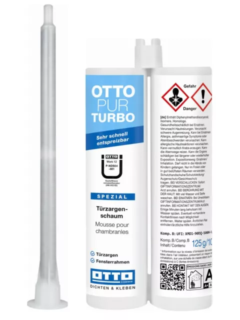 Ottopur Turbo 210ml Mousse à 2 Composants,Chambranles Mousse,de
