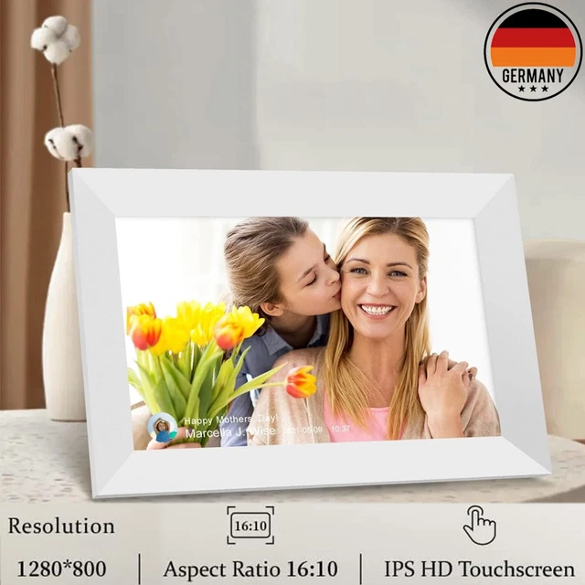 Frameo Digitaler Bilderrahmen 10,1 Zoll - WiFi Foto-Rahmen Mit 32GB Speicher & HD Touchscreen