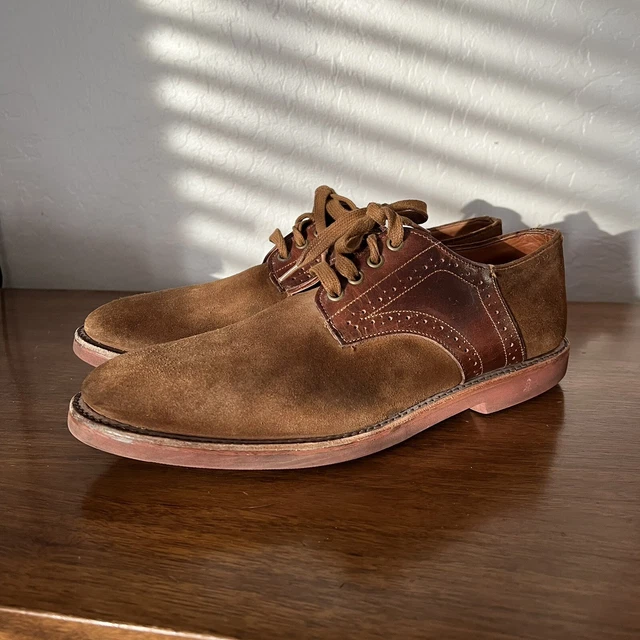 Vintage Walk Over Mens Oxford Saddle Shoes Size 10.5D Brown Dress Suede Vibram