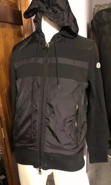 Moncler Men’s Hooded Sweatshirt/Track Jacket Zip Up Sz XL Hoodie Black NWT