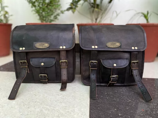 Motorrad Tasche Leder 2 Seite Satteltaschen Gepäcktasche 2 Beutel (Links Rechts)