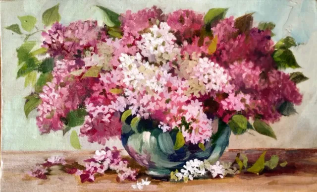 Original oil painting realism impressionism flowers 12.5x20cm 5х8" Razumeyko K.