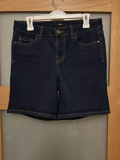 BNWOT Ladies George Dark Blue Indigo Denim Shorts - Size 10 W-29 L-6.5