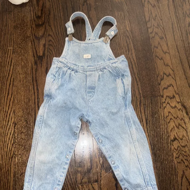 Vtg 80s Guess Jeans Denim Toddler Youth Overalls Stonewash 12 Months  Distressed