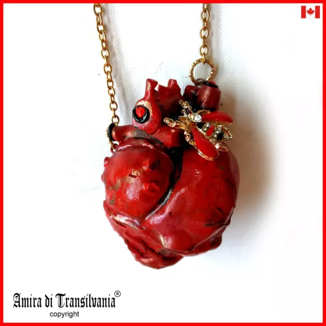 jewelry talisman jewel necklace pendant amulet love attraction red heart bee bib