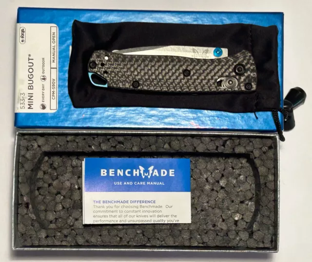 BENCHMADE MINI BUGOUT 533-3 FIRST PRODUCTION !! Carbon Fiber!! New In Box!! Rare