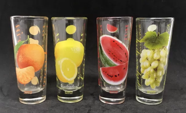 Set of 4 Cerve Fruit Themed Glass Shot Glasses