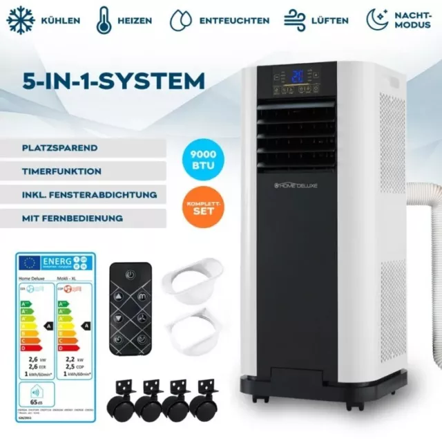 Mobile Klimaanlage EEK A 5in1-Gerät Klimagerät Klima 9000BTU R290 2,6kW