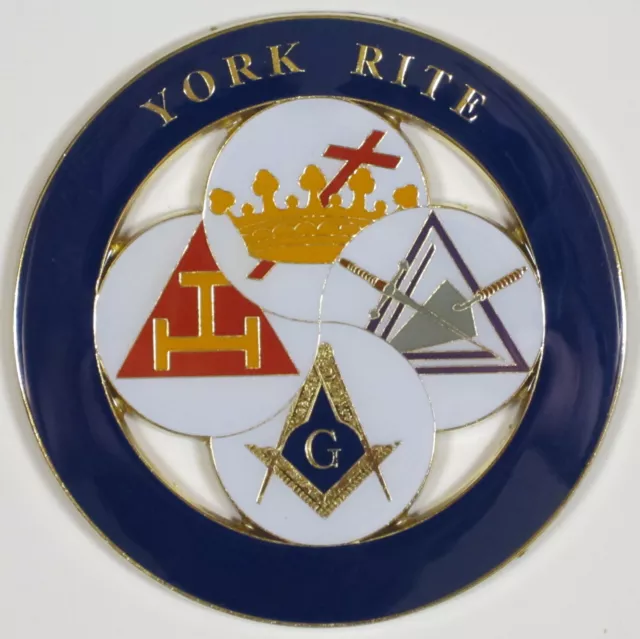 Auto Emblem York Rite Metal Enamel (SCA-1046) Freemason Mason Masonic
