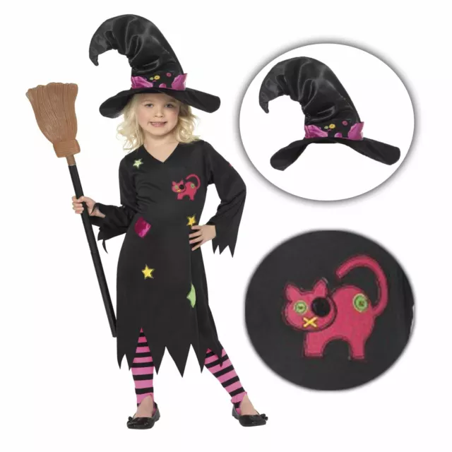 Bambine Carino Gatto Magia Cenere Strega Costume Halloween Cappello Harry Libro