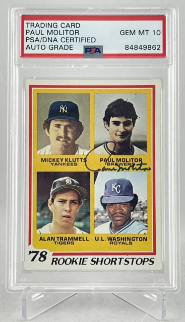 Paul Molitor Signed Autographed 1978 Topps #707 Rc Rookie Psa/Dna Gem 10 Auto