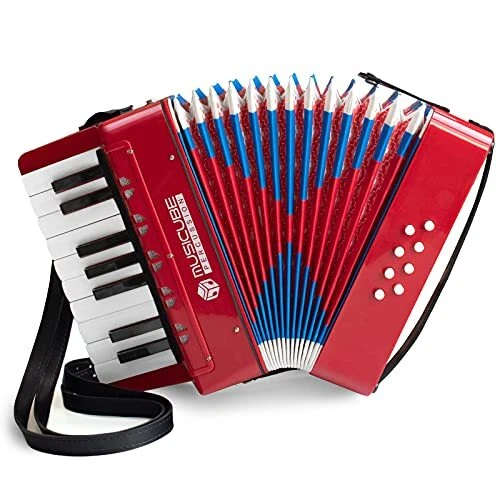 Accordion Instrument for Kids 17 Keys 8 Bass Accordion with Straps for